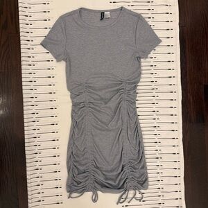 H&M Gray Ruched Mini Dress